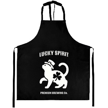Discover St Patricks Lucky cat Green Aprons