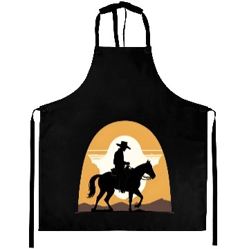 Discover Cowboy Rinding a horse Aprons