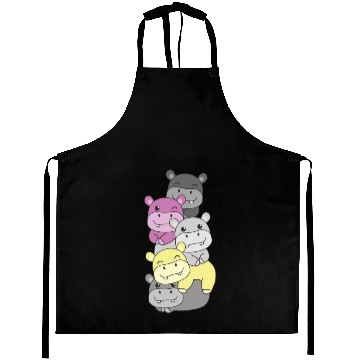 Discover Perigirl Flag Pride Lgbtq Cute Hippo Stack Aprons