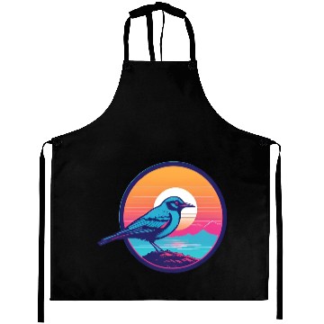Discover Synthwave Blue Bird Aprons