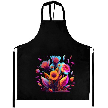 Discover Cyberpunk Neon Glow FlowersDesign Aprons