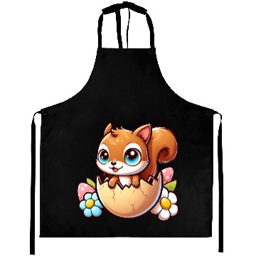 Discover Cute Squirrel with Easter Egg Comic Design Aprons