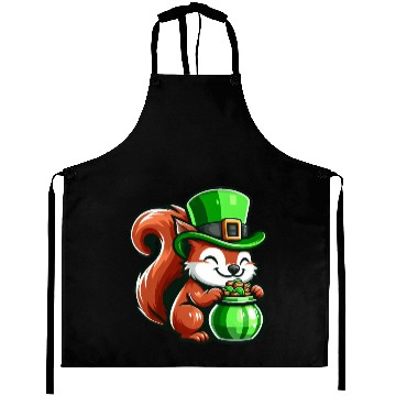 Discover St. Patrick's Day Cute Squirrel Comic Design Aprons