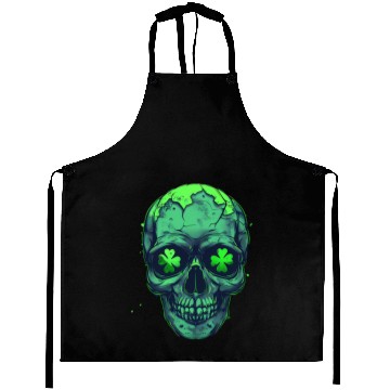 Discover St Patricks Skeleton with Shamrock Eyes Aprons