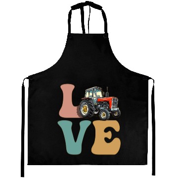 Discover LOVE Tractor Driver Farming Farmer Aprons
