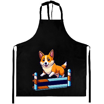 Discover Determined Corgi Agility Course Art Aprons