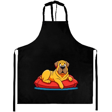 Discover Chilled Mastiff on Plush Cushion Aprons