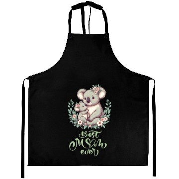 Discover Best Mom Ever Koala Embrace Floral Wreath Aprons
