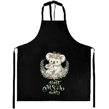 Discover Best Mom Ever Koala Embrace Floral Wreath Aprons