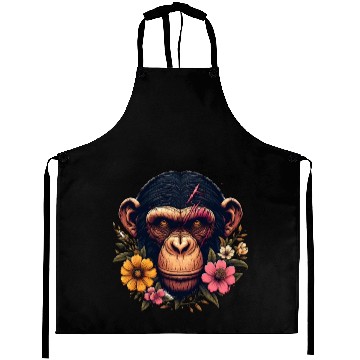 Discover Monkey Warrior Amidst Blooms Aprons