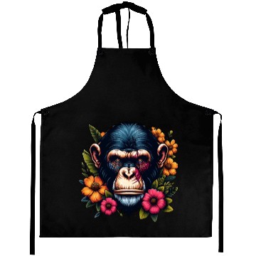 Discover Monkey Warrior Amidst Blooms Aprons
