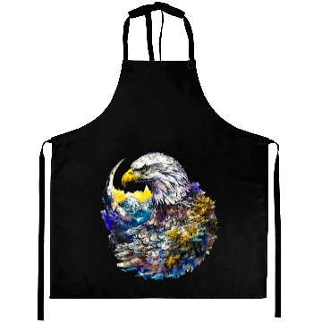 Discover Wilderness Watercolor Forest Moon Eagle Aprons