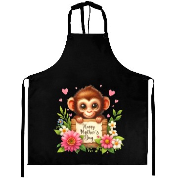 Discover Cute Monkey Happy Mother s Day Aprons