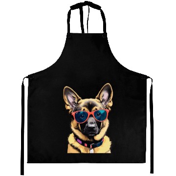 Discover Cute German Shepherd Pop Art Aprons