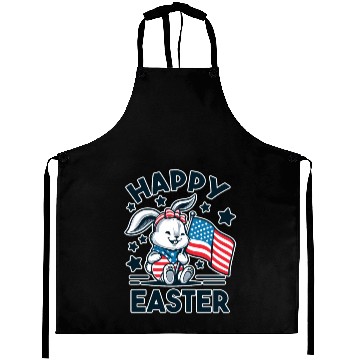 Discover Easter Bunny with American Flag - Happy Easter Aprons