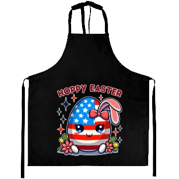 Discover Hoppy Easter - American Flag Easter Egg Bunny Ears Aprons