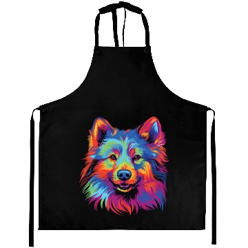 Discover Watercolor Colorful Finnish Lapphund Aprons