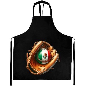 Discover Mexico flag baseball design Aprons