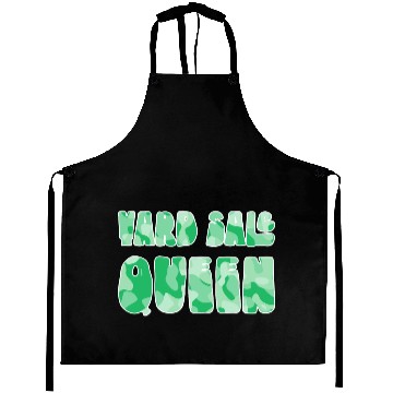 Discover Yard Sale Queen green camo Aprons