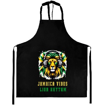 Discover Jamaica lion reggae design Aprons