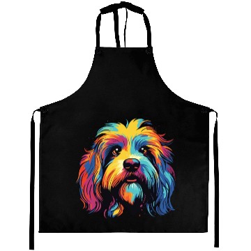 Discover Watercolor Colorful Tibetan Spaniel Aprons