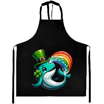 Discover St. Patrick's Day Whale Cartoon Aprons
