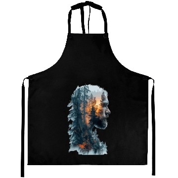 Discover Nature Silhouette Forest Man Fire Aprons