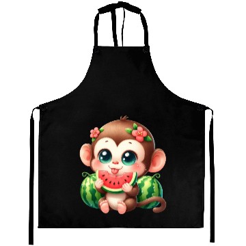Discover Monkey Eating Watermelon Aprons