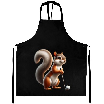 Discover Golf Player Squirrel Animal Lover Design Aprons