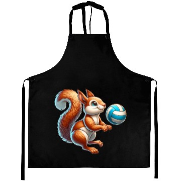 Discover Volleyball Player Squirrel Fun Animal Lover Aprons