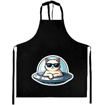 Discover Space Cat Annoyed Aprons