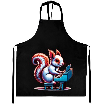 Discover Squirrel Nuts Animal Lover Playing Piano Design Aprons