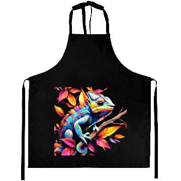 Discover "Kaleidoscopic Chameleon Serenity" Aprons