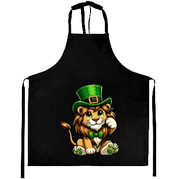 Discover Cute Lion St. Patrick's Day Cartoon Aprons