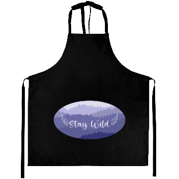 Discover Stay wild Life quote on mountain view Oval emblem Aprons