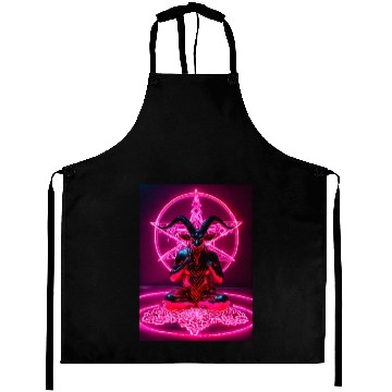 Discover Baphomet made of diamonds and glitter neon light Aprons