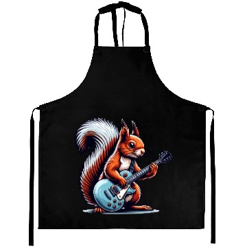 Discover Electric Guitar Squirrel Musician Design Aprons