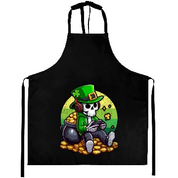 Discover SKELETON IRISH GAMER ST PATRICKS DAY Aprons