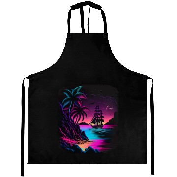 Discover Retro Sunset Sailboat Tropical Beach For a Aprons