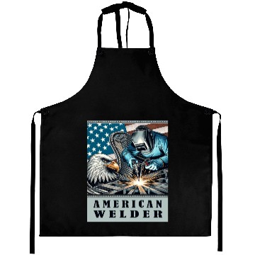 Discover American Welder USA Flag Eagle Weld Aprons