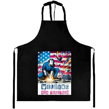 Discover Welding USA Togehter Eagle USA Flag Aprons