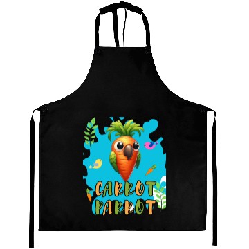 Discover funny carrot parrot Aprons
