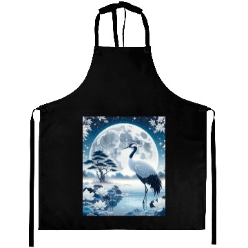 Discover Elegance in Solitude Japanese Crane Single Aprons