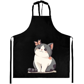 Discover Cute Kawaii Cat and Butterfly Aprons