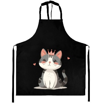 Discover Kawaii Cat Queen and Hearts Aprons