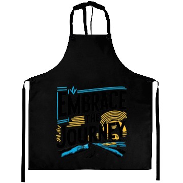 Discover Journey Embrace: Bold Typography Aprons