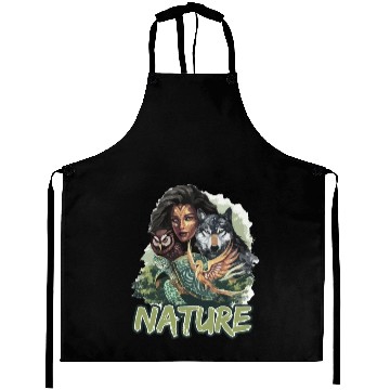 Discover Nature-Inspired Wolf Owl Turtle Phoenix Woman Aprons