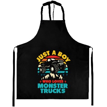 Discover Just A Boy Who Loves Monster Trucks Toddler Kids Aprons