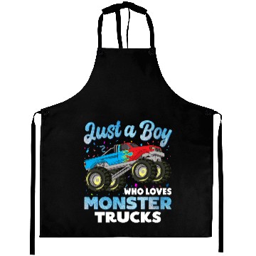 Discover Just A Boy Who Loves Monster Trucks Toddler Kids Aprons