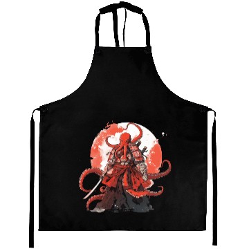 Discover Samurai Katana Sword anime Octopus manga Warrior Aprons
